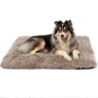 China Sustainable 42INCH XXXL BEIGE Soft Luxury Plush Round Ultra Comfortable Dog Pet Bed Cushion for sale