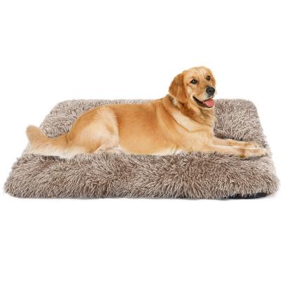 China Sustainable 48INCH XXXXL Soft Luxury Plush Round Ultra Comfortable Dog Pet Bed Cushion for sale