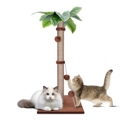 China SISAL HIGH QUALITY CAT TOY CAT SCRATCH COLUMN EASY TO INSTALL SIMULATED PLANTS BROWN SQUARE BASE for sale