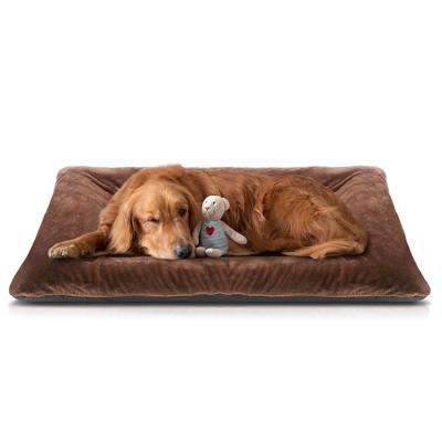 China Sustainable Soft Luxury Plush Ultra Comfortable Dog Pet Bed Cushion Brown for sale