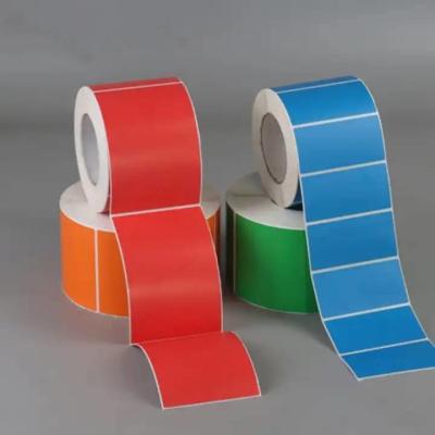 China Preprinted Adhesive Thermal Sticker Top Thermal Paper Color Sticker Red Blue for sale