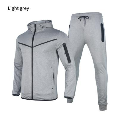 China Two Piece Logo Mens Tech Polyester Tracksuit Full Zip Up Hoodies Antibacterial Custom Fleece Jogger Sportswear Men Sweatsuits for sale