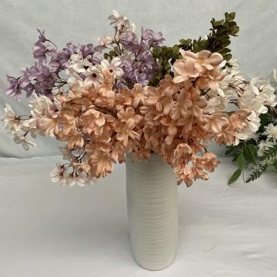 China New White Abrasive Cloth Wedding Cherry Blossom Bouquet 87CM Rose Artificial Flower Home Decoration Wedding Home Decoration Party Decoration For Sale for sale