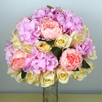 China Beautiful Colorful Artificial Flower Wedding Party Events Table Artificial Rose Peony Hydrangea Flower Floral Arrangements Centerpieces Decoration Flower Bouquets for sale