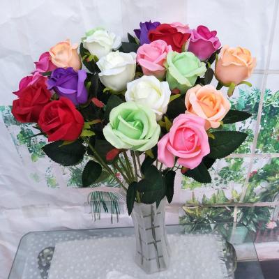 China Simple fresh home dining room table top small branch artificial flower head decoration wedding party wedding party ornament rose bouquet for sale