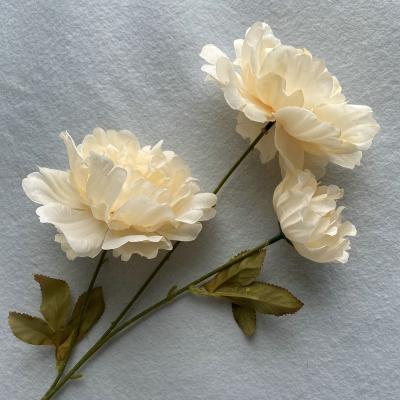 China New Wedding Home Decoration Party Cloth Artificial Flowers Cappuccino Peony Flower Simulation Silk Bouquet Fake For Wedding Home Table Bridal Decoration for sale