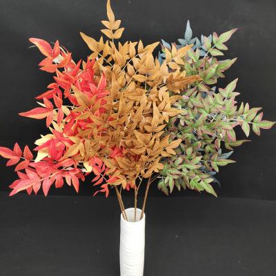 China Wholesale Fake Flowers Artificial Branches Lucky Silk Nandina Artificial Bamboo Branch Leaves Stems Lucky Artificial Nandina Silk Branches Bamboo Branch Stems Tree Plants For Home for sale