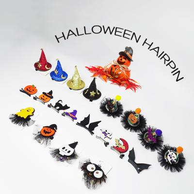 China Fashional Halloween Day Party Kids Ghost Festival Funny Devil Hat Hairpin Instant Cute Pumpkin Bat Hair Clips Hair Accessories for sale