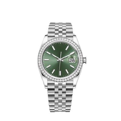 China Power Reserve Top Brand RLX Diamond Green Dial Men's Watch 904L Stainless Steel Luxury Mechanical Replica Sapphire Glass Watches for sale