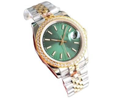 China Top Brand RLX Luxury Mechanical Watch 904L Diamond Bezel Replica Sapphire Glass Power Reserve Mens Watch Watches Green Dial for sale