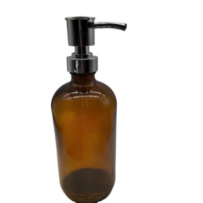 China Wholesale Cosmetic Boston Glass Empty Lotion Container Liquid Soap Bottle With Hand Wash Sanitizer Pump Dispenser for sale