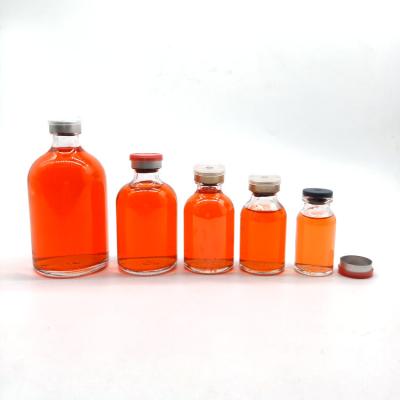 China Factory 8ml 10ml 20ml 30ml 50ml 100ml Oral Liquid Clear Glass Antibiotic Bottle With Aluminum Plug And Flip Caps for sale