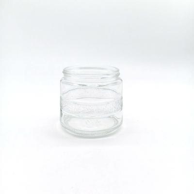 China Sustainable Wide Mouth 300ml Chinese Glass Tea Canister Glass Candy Jars Storage Jars With Plastic Caps for sale