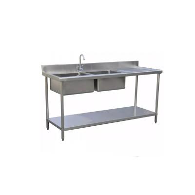 China Best Selling Laundry Hotel Hospital Factory Metal Laundry Stainless Steel Sink With Table For Kitchen Equipment for sale