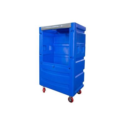 China Hot Selling Capacity Hospital Laundry High Quality Tear Resistant Strong Hotel Plastic Laundry Trolley For Handling for sale