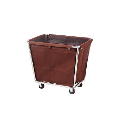 China Factory Wholesale High Quality Laundry Hotel Hospital 0.45mm Thick Stainless Steel with 4' Wheel Laundry Sheet Cart for Hotel Waiters for sale