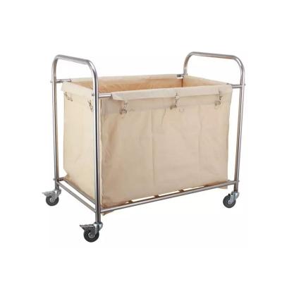 China Cheap sale 0.6mm thicker laundry hotel hospital factory discount price with 3' wheel laundry cart laundry basket for hotel for sale