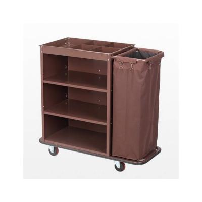 China Laundry Hotel Hospital Factory Outlet Brown Silent Service Cleaning Cart Wear Resistant Silent Domestic For Guest Room Supplies Recycling for sale