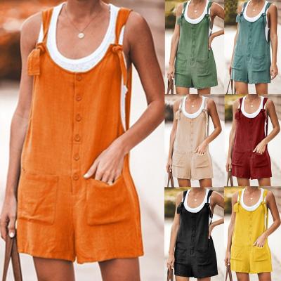 China OEM/ODM ladies QUICK DRY solid color cusom women's canvas rompers sleeveless jumpsuit jumpsuit for sale