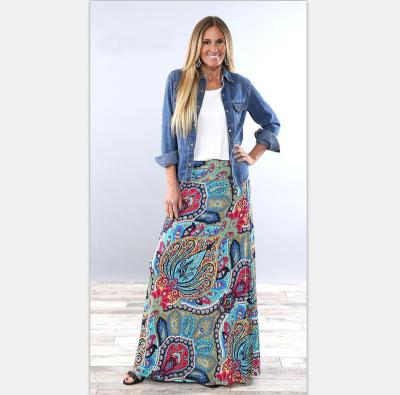 China Plus Size Fashion Trendy Skirt Printed Long Maxi Skirt Plus Size Long Skirts For Women for sale