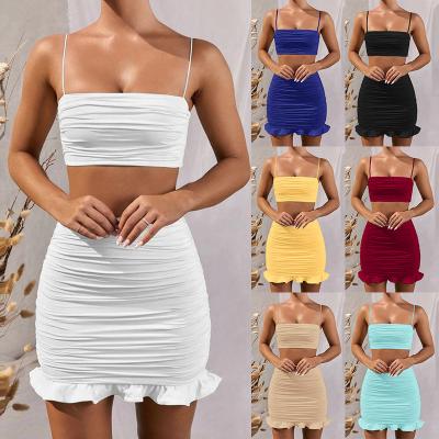 China New Arrival Women's QUICK DRY Girls Two 2 Piece Skirt Set Women Skirts Ruffle Mini Dress Skirt Set for sale