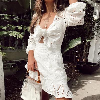 China Anti-Static White Lace Dress Women New Arrival Casual Wear Lady Dresses Lady Lace For Girls for sale