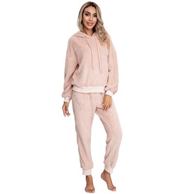 China Anti-wrinkle newcomer blanket hoodie sheared sleepwear loungewear fluffy hoodie set for sale