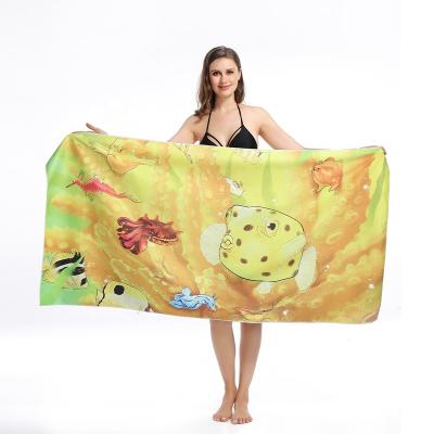 China Child Safe High Quality Microfiber Printed Quick Dry Beach Towel Sand Free Proof Reused Beach Towel for sale