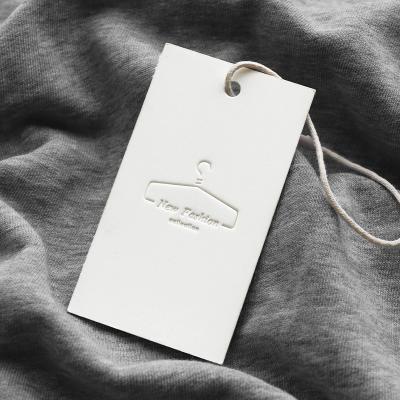 China Recyled Other Garment Accessories Cardboard Luxury White Apparel Embossed Hang Tags For Jeans, Hang Tags For Own Logo Apparel for sale