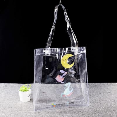 China Factory Wholesale Clear Plastic Recyclable Laser Bag Gifts Paper Handle Shopping Bag With Logo Shoulder Bag Custom Made High Quality for sale