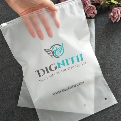 China Recyclable Custom Apparel Packaging Frosted Zipper Slider Bag , High Quality Translucent Plastic Zip Lock Packaging Bags For Clothes T-shirt for sale