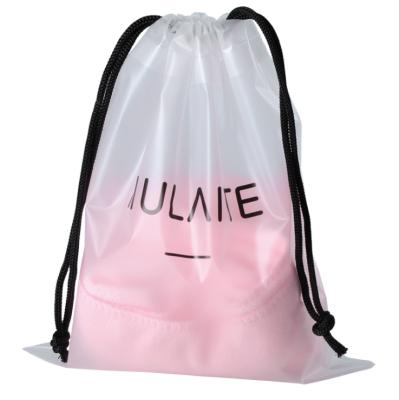 China Recyclable EVA Frosted Plastic Small Promotion Gift Bag Cotton Drawstring Pouch Bags With Logo Print for sale