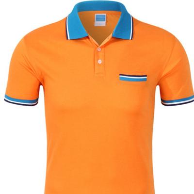 China Anti-wrinkle polyester/cotton short sleeve orange polo shirts/pure cotton turn-down collar for sale