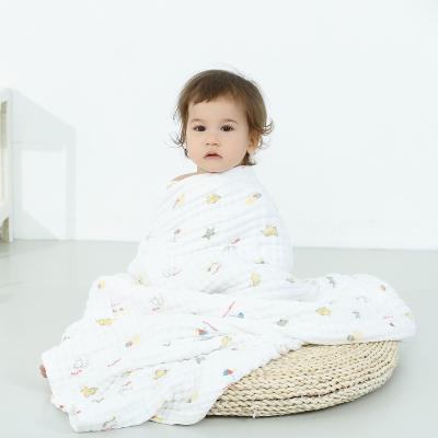 China Factory Wholesale Child Safe Cotton 100% 95*95cm 6 Layer Muslin Gauze Cotton Blend Baby Towel Soft Absorbent for sale