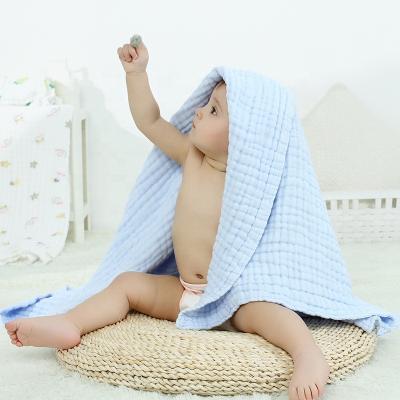 China Baby Bath Towel Child Safe Cotton 100% Ultra Soft 120*120 6 Layer Baby Gauze Towel Cotton Newborn Thin Bath Towel for sale