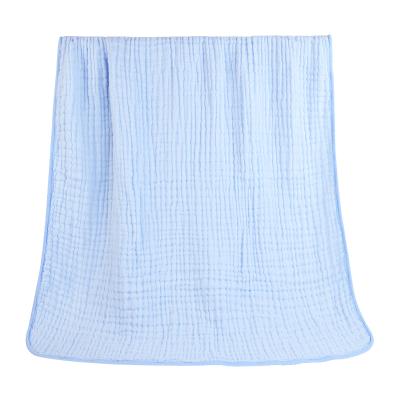 China Child Safe Sky Blue 6 Layers Baby Wrap Infant Blanket Baby Accessories Cotton Blanket Bath Towel Newborn Stroller Wrap Muslin Blankets for sale