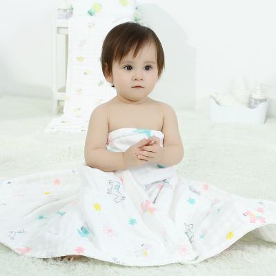 China 120x120cm Child Safe Cardboard Printed Baby Wrap Blankets Gauze Quilt Muslin Cotton Baby Wrap Blanket for sale