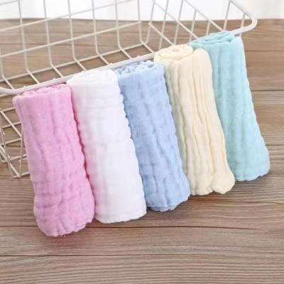 China 100% Cotton Towel Square Cotton Crepe Baby Square Washcloth Child Safe Gauze 30*30cm 6 Layers Baby Face Towel for sale