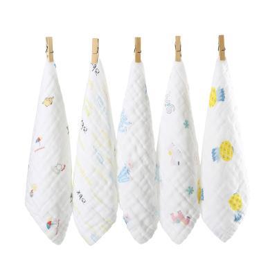 China Saliva Child Safe Towel Baby Absorbent Baby Burp Tissue Handkerchief Gauze Baby Face Hand Towel Soft Newborn Muslin Printed Set for sale