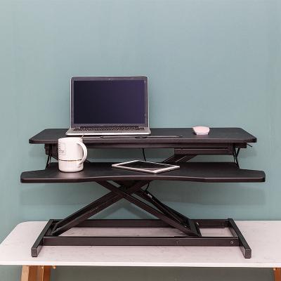 China Eco-friendly Portable Folding Wood Laptop Monitor Stand Sit Stand Up Desk Adjustable Height Monitor Stand Riser for sale