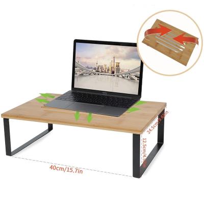 China Bamboo Monitor Stand Bamboo Riser Modem Monitor Riser Desktop Shelf Monitor Computer Stand for sale