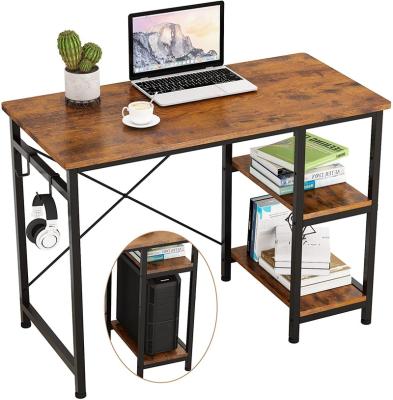 China Modern Adjustable Modern Computer Table Home Study Escritorio (Size) Office Furniture Modern L Shaped Computer Desks With Bookshelf Shelf For Study for sale