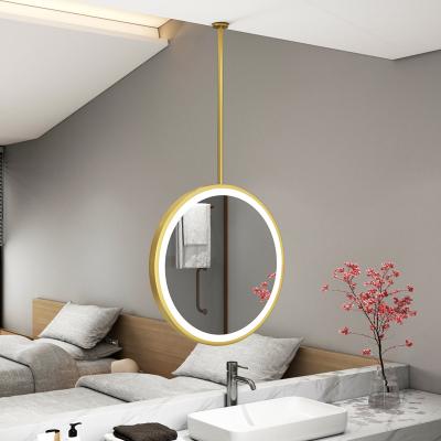 China Other Hlever round mirror hanging mirror led luminous hotel bathroom mirror with lights for sale