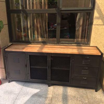 China Other Industrial wind iron art kitchen dining side cabinet  multi-functional storage cabinet wine  cupboard counter for dining table for sale