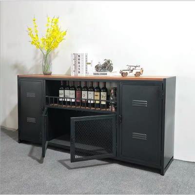 China Other American retro iron art food side cabinet wine water  old storage cabinet side cabinet multi-functional kitchen dining room for sale