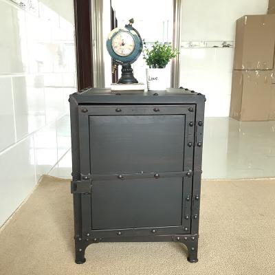 China Other American style restore ancient ways to do old iron art bedside table living room storage cabinet bucket locker bookcase for sale