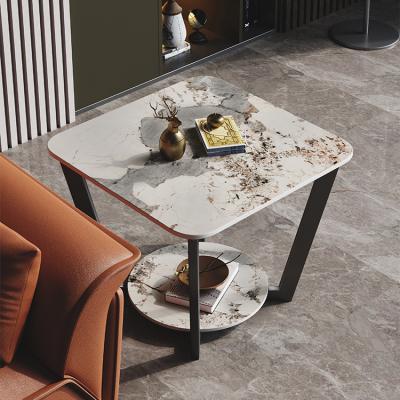 China Modern Sofa side a few light luxury modern simple square side cabinet table marble Italian rock plate small tea table Angle a few for sale