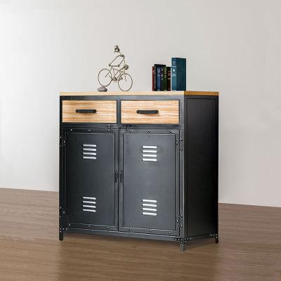 China Industrial American porch cabinet industrial wind iron art storage cabinet solid wood retro drawer type bucket cabinet for sale