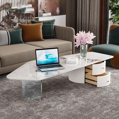 China Modern Light luxury marble coffee table combination modern simple small family living room coffee table rock beam for sale