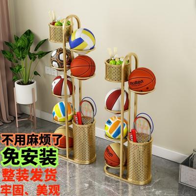 China Metal Simple home indoor children's basketball storage rack ball class put object shelf kindergarten rack put ball storage for sale